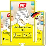 PIC Kleidermotten-Falle – Dreierpack = 6 Stück – Mittel für Kleidermotten, geeignet für den Kleiderschrank und sonstige Lagerung von Kleidung