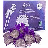 Lavodia Lavendelsäckchen mit Premium Lavendelblüten zum Mottenschutz gegen Motten im Kleiderschrank, 20x Lavendel Säckchen für Entspannung und Schlaf